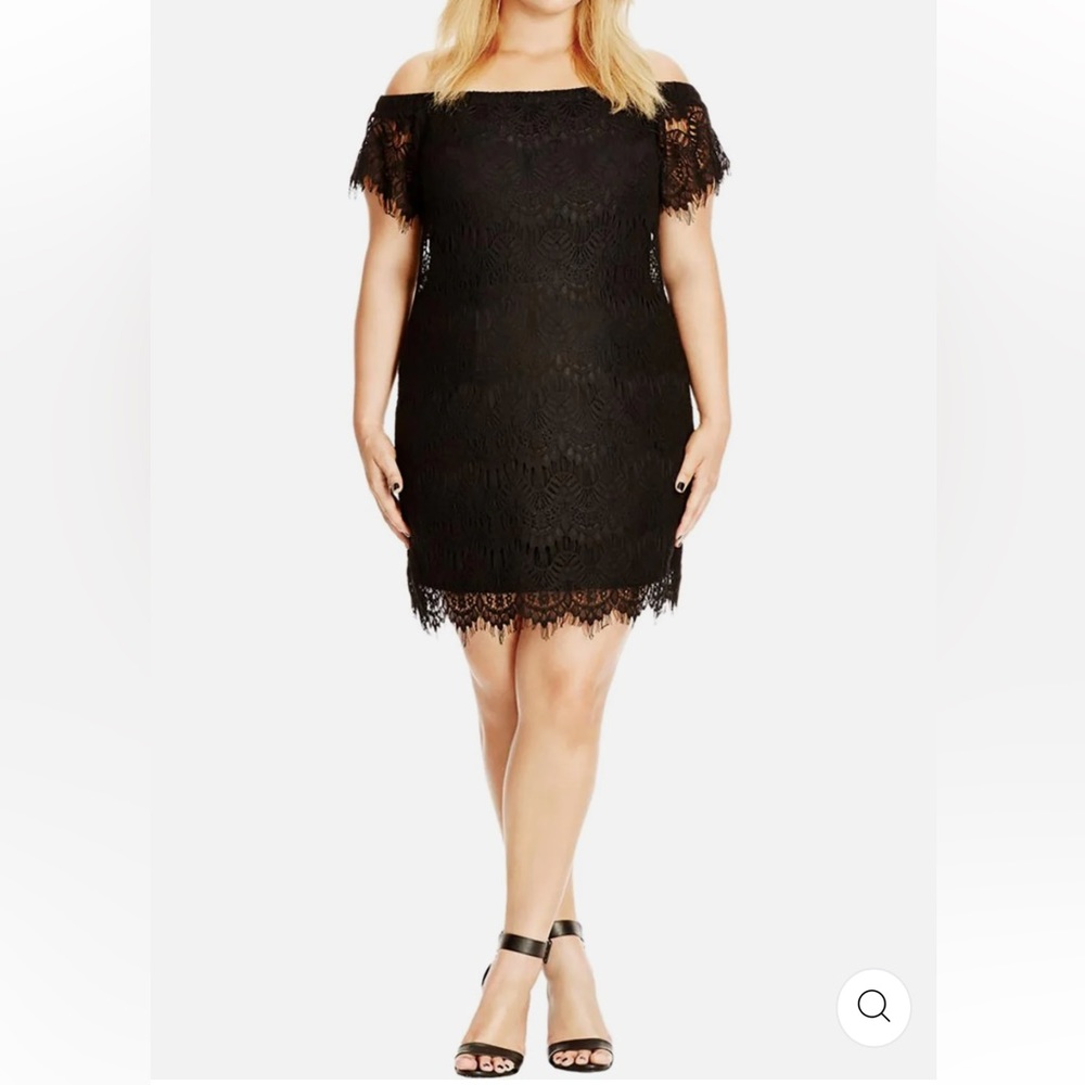 City Chic - Plus Womens Lace Off-The-Shoulder Cocktail Dress nwt